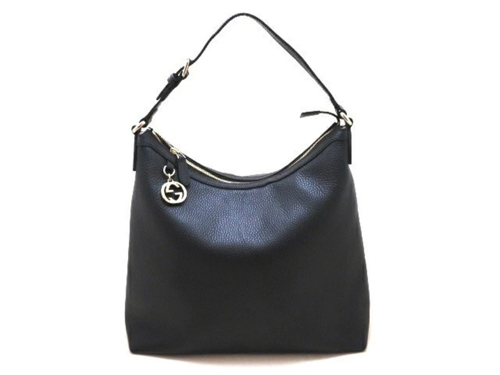 Gucci Hobo Bag Embossed Leather Black